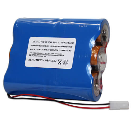 Evacuator Synergy 9v 17Aph Battery Pack (Blue Shrink)+Velcro - Click Image to Close